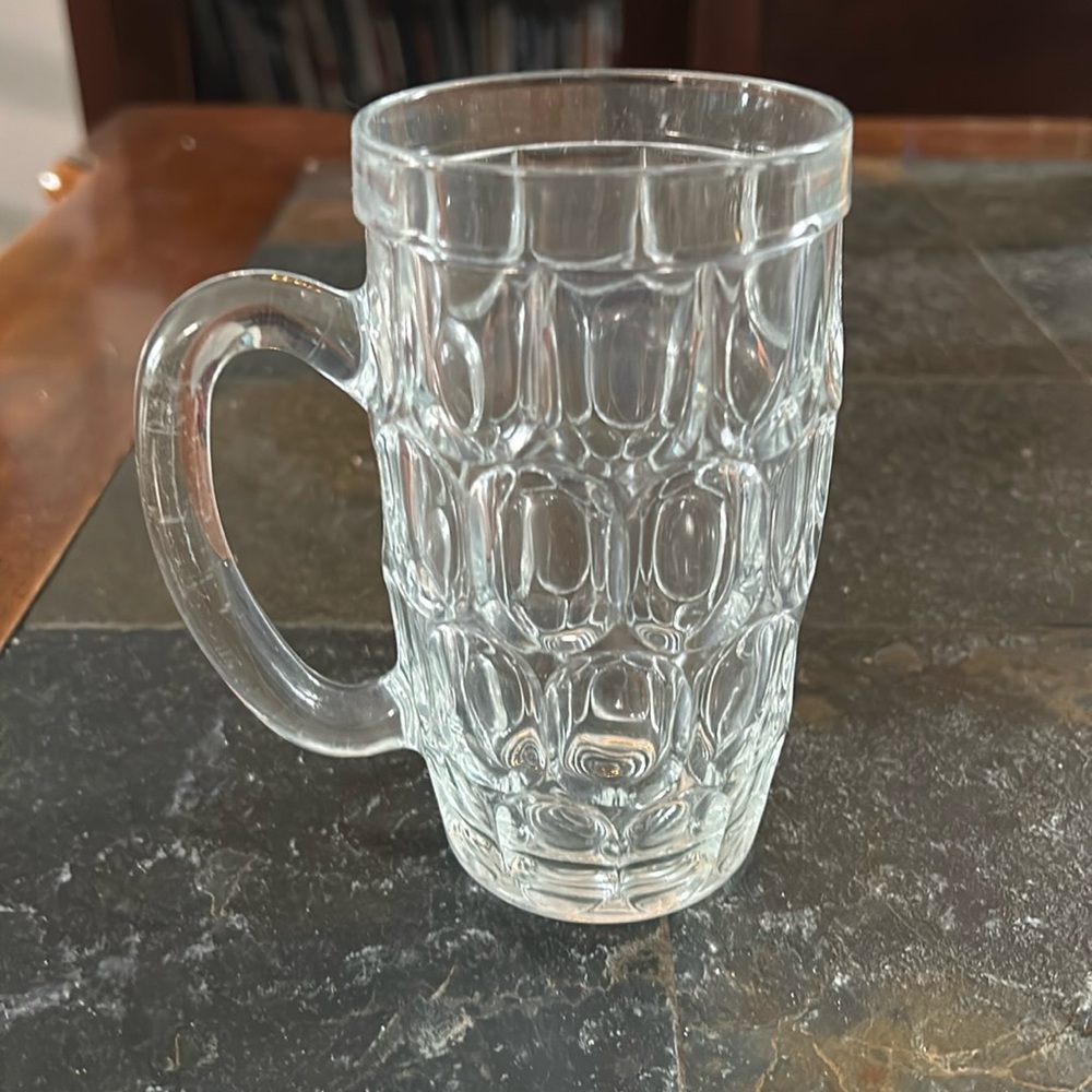 🔥🔥Arcoroc Beer Mug Britannia Thumbprint 13oz Clear Glass Thumb Dimple 5”